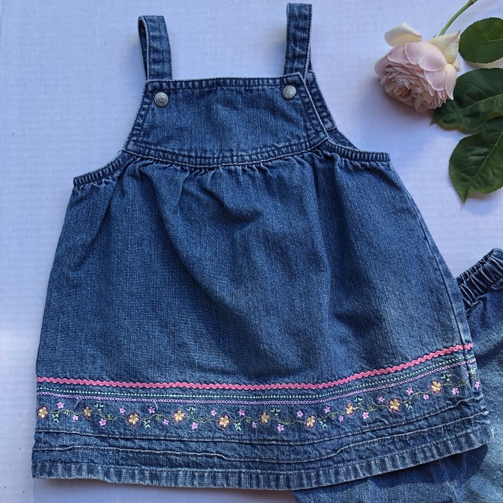 Carter’s Embroidered Denim Overall Dress - 18m